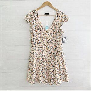 NWT Fortune + Ivy Stitchfix - Orange floral Jana Button Detail knit dress XL‎